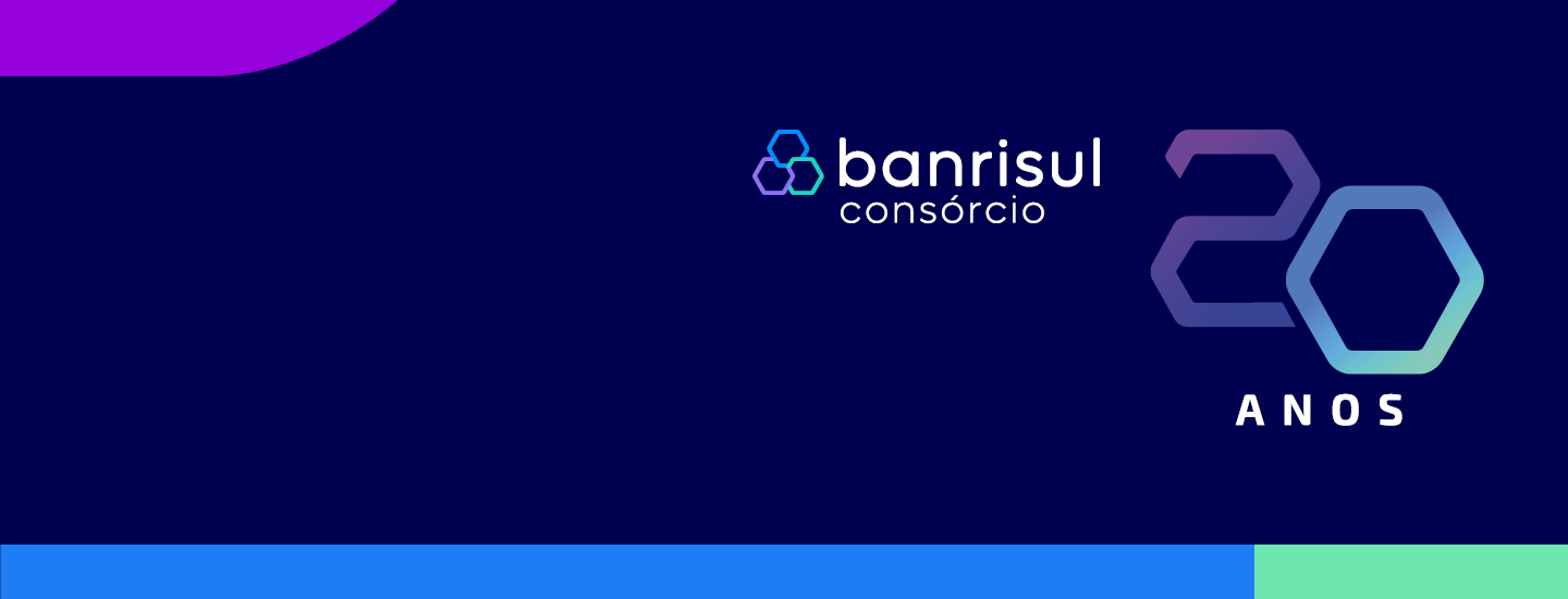 Ilustrao do logo da Banrisul Consrcio e do texto 20 anos.